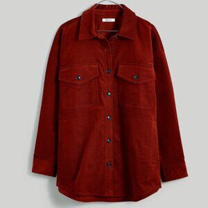 Corduroy Twill Oversized Shirt-Jacket - Stained Mahogany